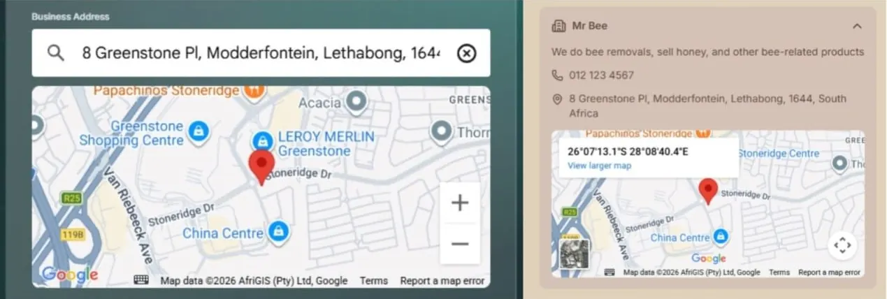 Business Address feature preview
